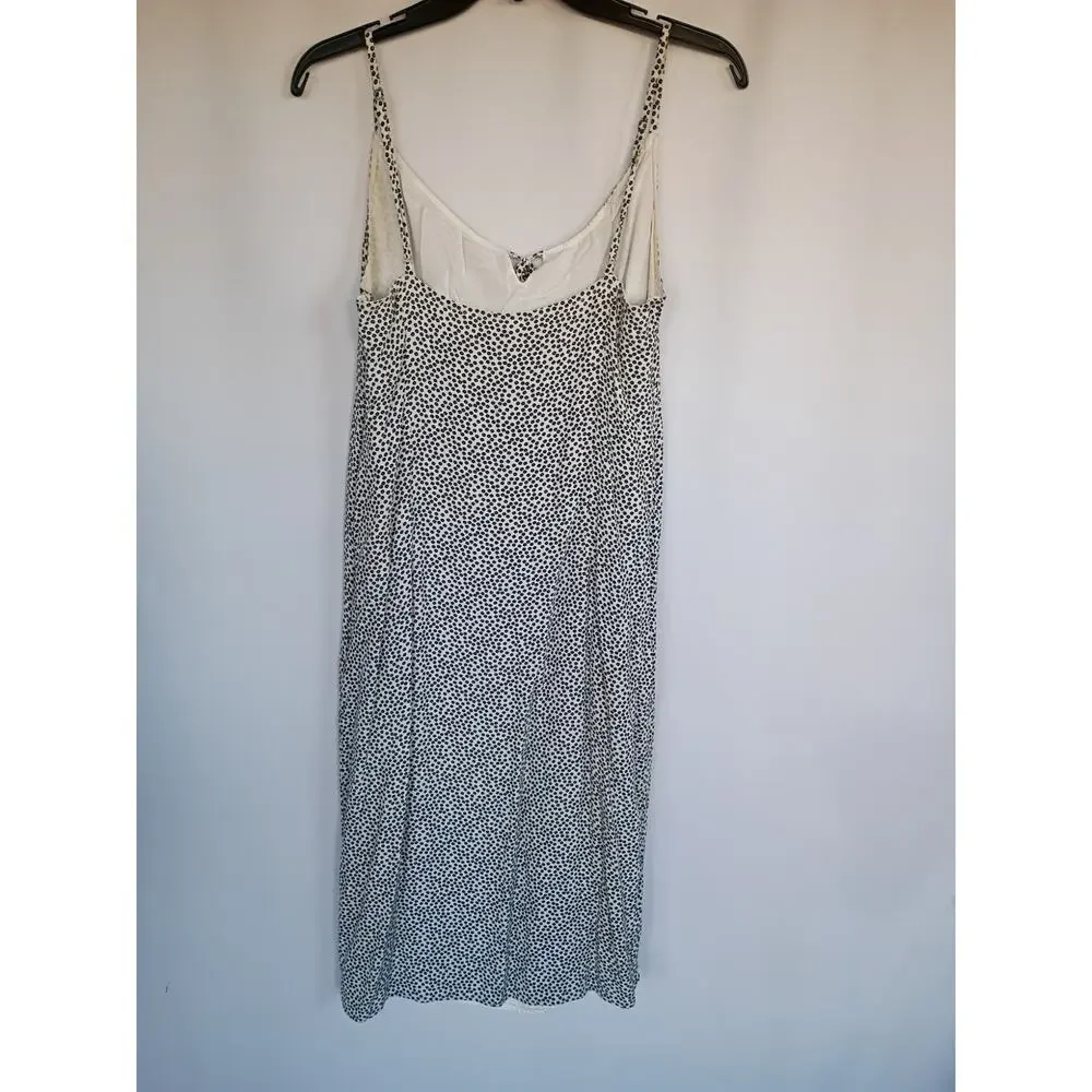 Abercrombie‎ & Fitch - White/Black Floral Ditzy Polka Dot Midi Dress Size L